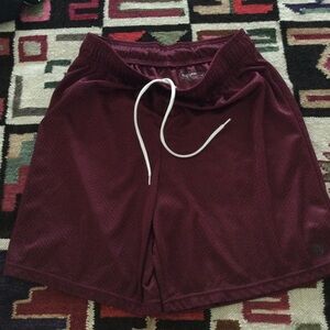 Men's Maroon Athletic Mesh Shorts with Drawstring